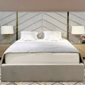 Atlas Wide Headboard Gold and Silver Trim Bed frame