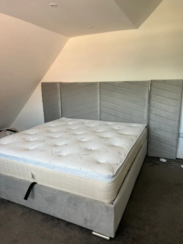 Atlas Wide Headboard Gold and Silver Trim Bed frame - Image 3