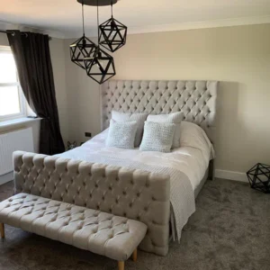 Carrington Wing Back Chesterfield Tall Headboard and Footboard Bed Frame