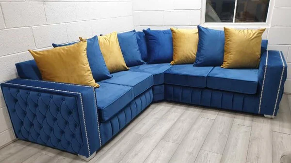 Layla Sofa Fabric Upholstered Metal stud design