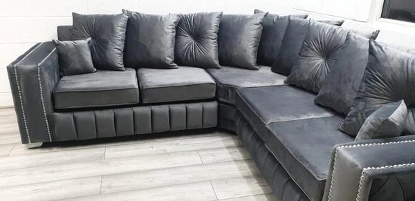 Layla Sofa Fabric Upholstered Metal stud design - Image 2