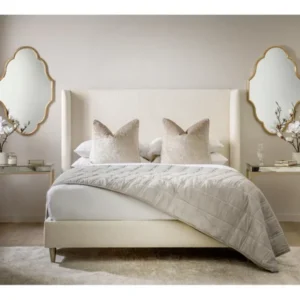 Teddy Boucle Fabric Luxurious Wing Back Elegant Bed Frame