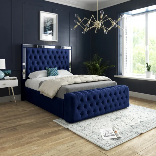 Winchester Buttoned Mirror Border Bed Frame - Image 2