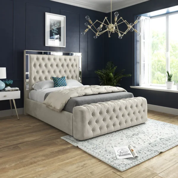 Winchester Buttoned Mirror Border Bed Frame - Image 3