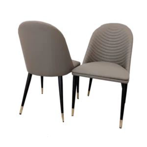 Alba PVC Leather Dining Chair Grey, Tan and Khaki Gold Tip Legs