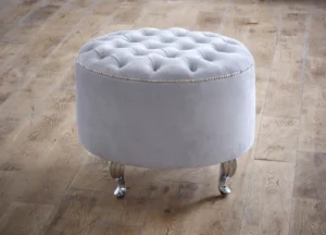 Chesterfield Upholstered Round Footstool