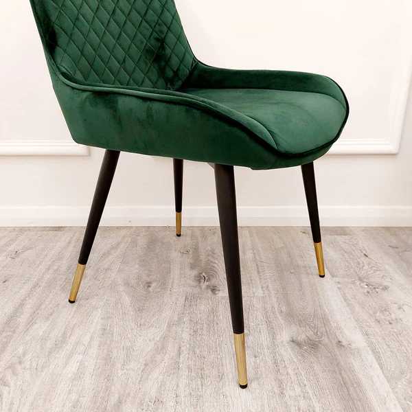 Luna Velvet Quilted Dining Chair Black, Green, Grey, Teal, Cream and Navy - Image 12