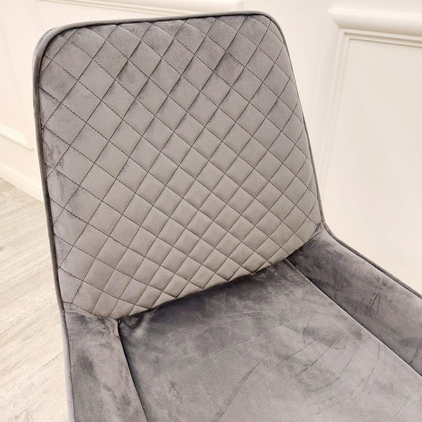 Luna Velvet Quilted Dining Chair Black, Green, Grey, Teal, Cream and Navy - Image 14