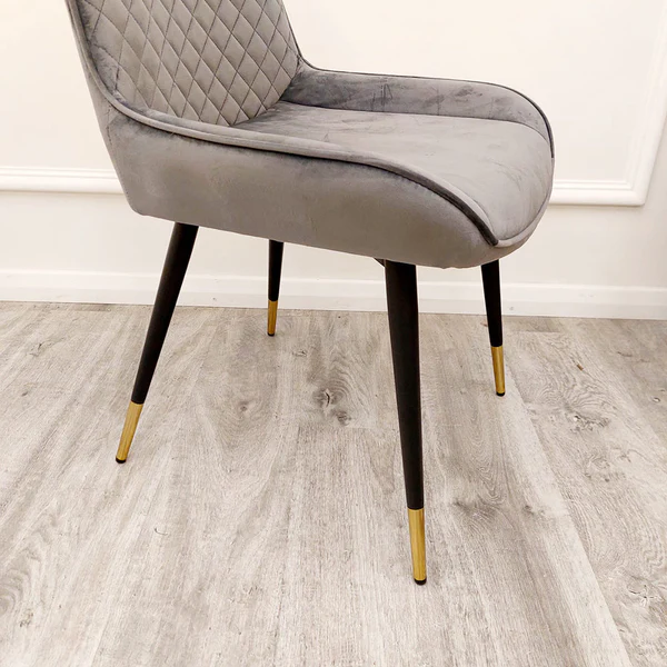 Luna Velvet Quilted Dining Chair Black, Green, Grey, Teal, Cream and Navy - Image 15