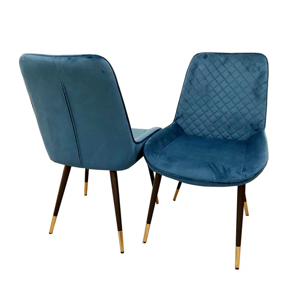 Luna Velvet Quilted Dining Chair Black, Green, Grey, Teal, Cream and Navy - Image 16