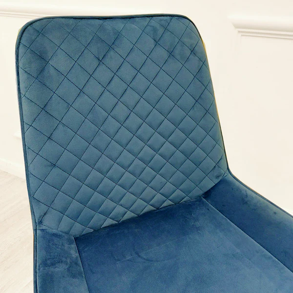 Luna Velvet Quilted Dining Chair Black, Green, Grey, Teal, Cream and Navy - Image 17
