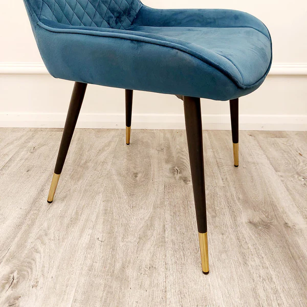 Luna Velvet Quilted Dining Chair Black, Green, Grey, Teal, Cream and Navy - Image 18