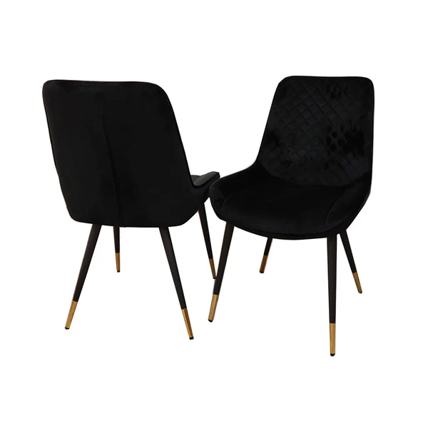 Luna Velvet Quilted Dining Chair Black, Green, Grey, Teal, Cream and Navy - Image 5