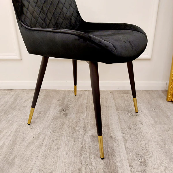 Luna Velvet Quilted Dining Chair Black, Green, Grey, Teal, Cream and Navy - Image 8