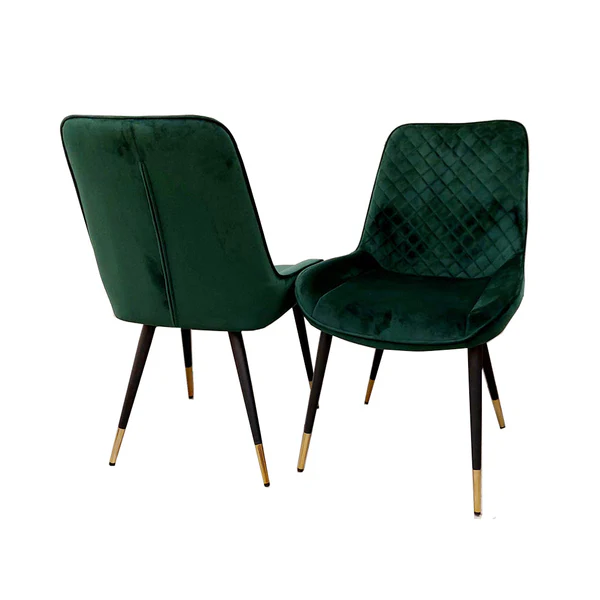 Luna Velvet Quilted Dining Chair Black, Green, Grey, Teal, Cream and Navy - Image 9