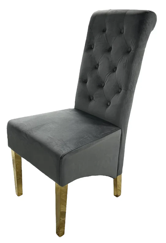 Tall Velvet Dining Chair Gold Ring Knocker and Legs - Image 11