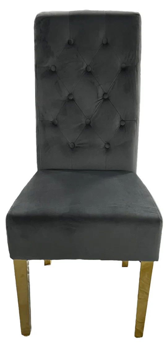 Tall Velvet Dining Chair Gold Ring Knocker and Legs - Image 12