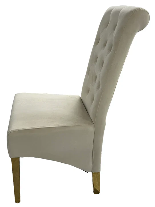 Tall Velvet Dining Chair Gold Ring Knocker and Legs - Image 3