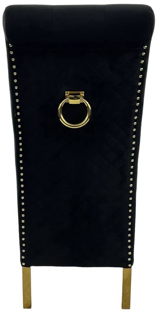Tall Velvet Dining Chair Gold Ring Knocker and Legs - Image 5