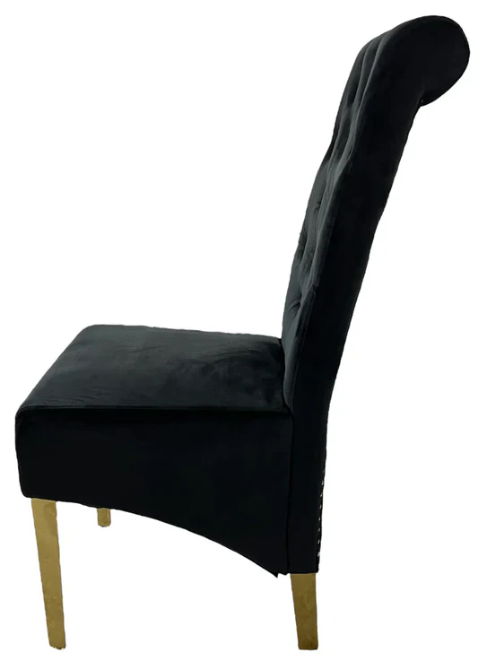 Tall Velvet Dining Chair Gold Ring Knocker and Legs - Image 7