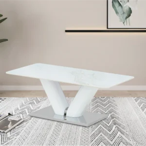 White Sintered Stone Coffee Table White Base