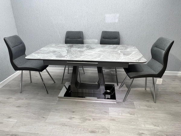 Zermatt Extendable Dining Table Grey Ceramic 160cm – 200cm with 6 Zermatt Chairs - Image 2